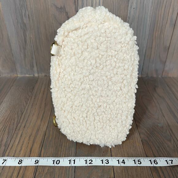 NWOT Versace Jeans Couture Faux Shearling Convertible Mini Backpack Cream & Gold main image 7